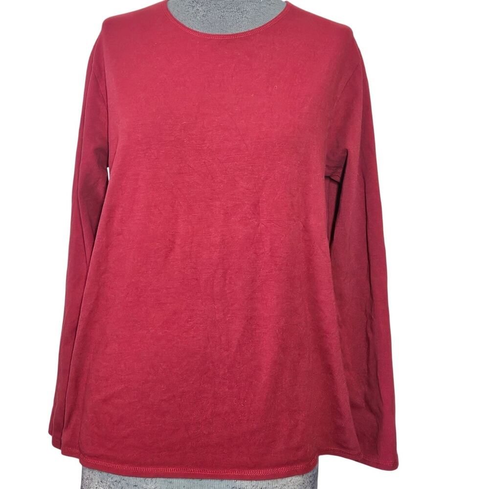 Red Cotton Blend Long Sleeve Tee Size Small